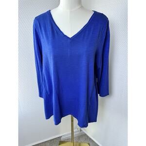 Chicos Modal Cotton Tee Womens Long Sleeve Shirt Blue Casual Large 2